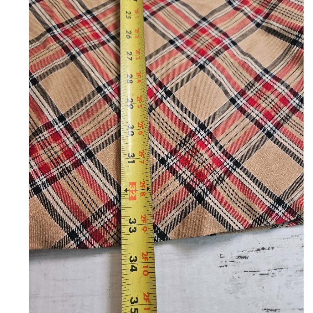 Sag Harbor Plaid Midi Skirt Womens 16 Tan Red Black Bias Cut Lined Elastic Waist - Picture 9 of 9